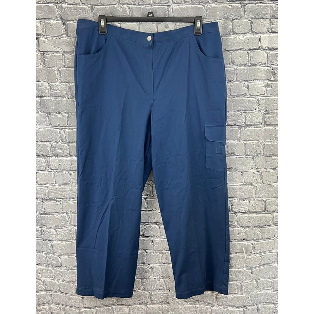 Alfred Dunner Women's Plus Size 18 Blue Cargo Pants Portioned Short NWT